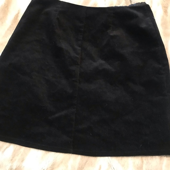 Black Embroidered flower Print Corduroy Mini Skirt - Picture 5 of 8
